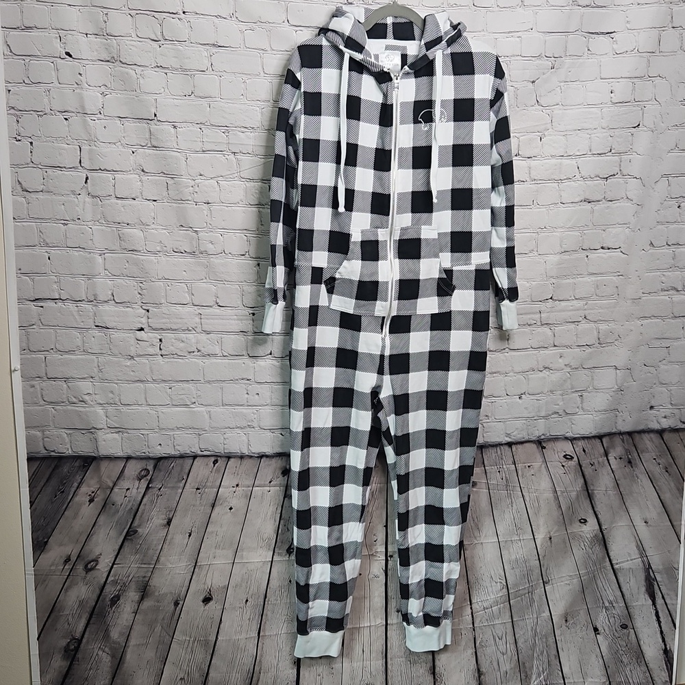 Ivory Ella Checked Jumpsuit Pajamas Small